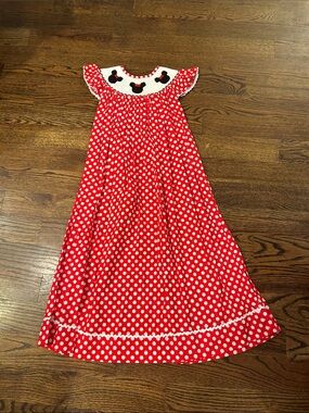 Girls' Red Polka Dot Formal Dress with Embroidered Yoke